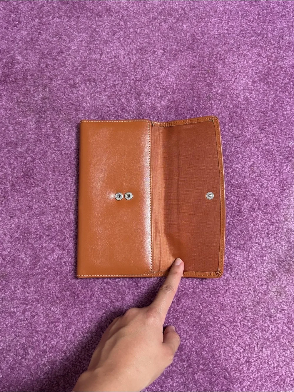 mundi Tan Leather Flap Wallet